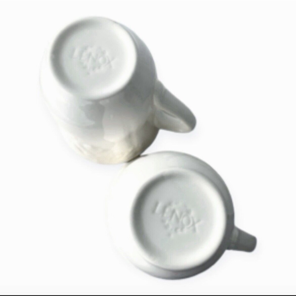 Pair Vintage Lenox Butlers Pantry Gourmet Mugs 14oz White Cream Farmhouse 4.5” - Picture 9 of 13